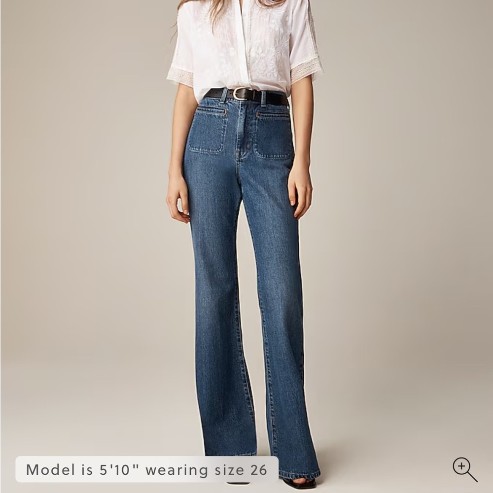 J. Crew Dark Blue High-Rise Wide-Leg Jeans